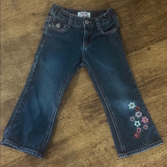 OshKosh B'gosh Blue Jeans with Floral Embroidery - Picture 1 of 4